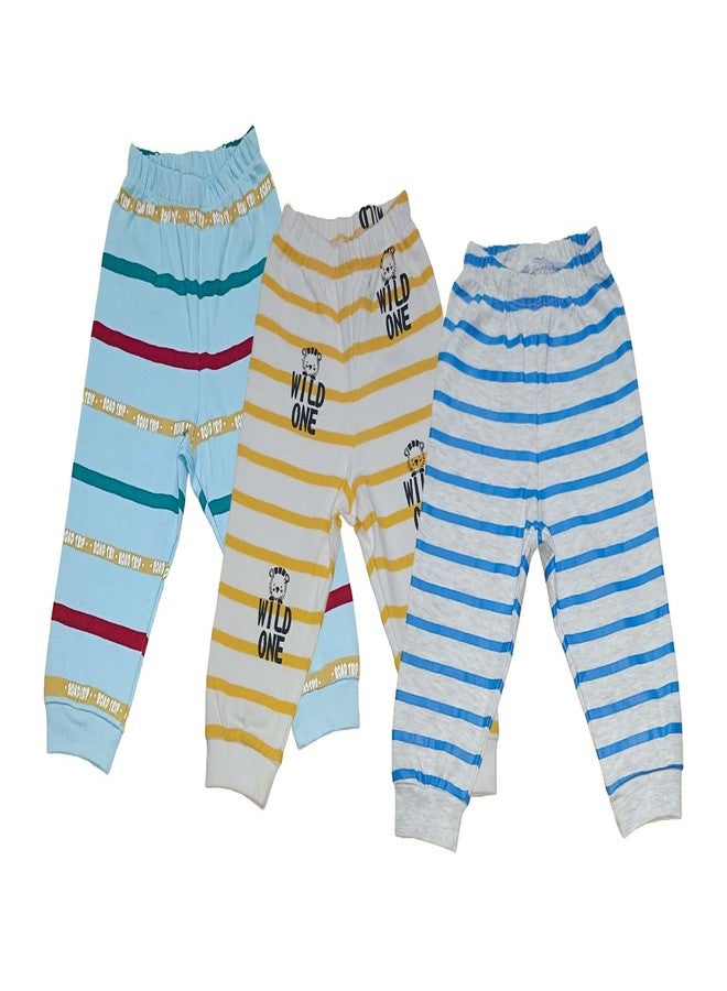 Cute Collection Cotton Bottom/Legging/Pyjami for 0-3 Months New Born Baby Boys & Girls, Pack of 3 Pcs Multicolour - Image 1