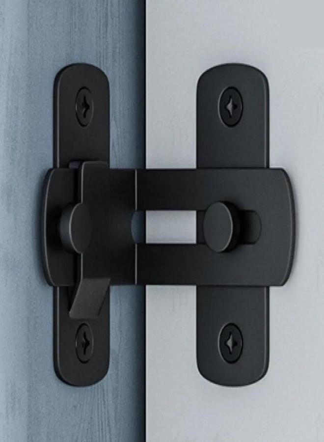 Warehouse door lock, American barn door lock hook stainless steel, carbon steel sliding door buckle lock 90 degree black carbon steel buckle lock - Image 1