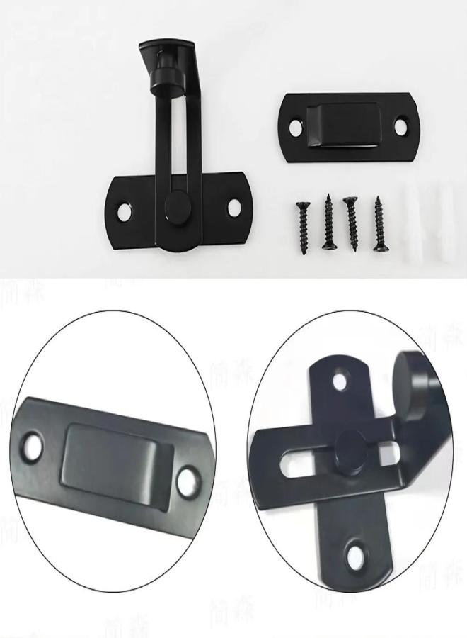 Warehouse door lock, American barn door lock hook stainless steel, carbon steel sliding door buckle lock 90 degree black carbon steel buckle lock - Image 5