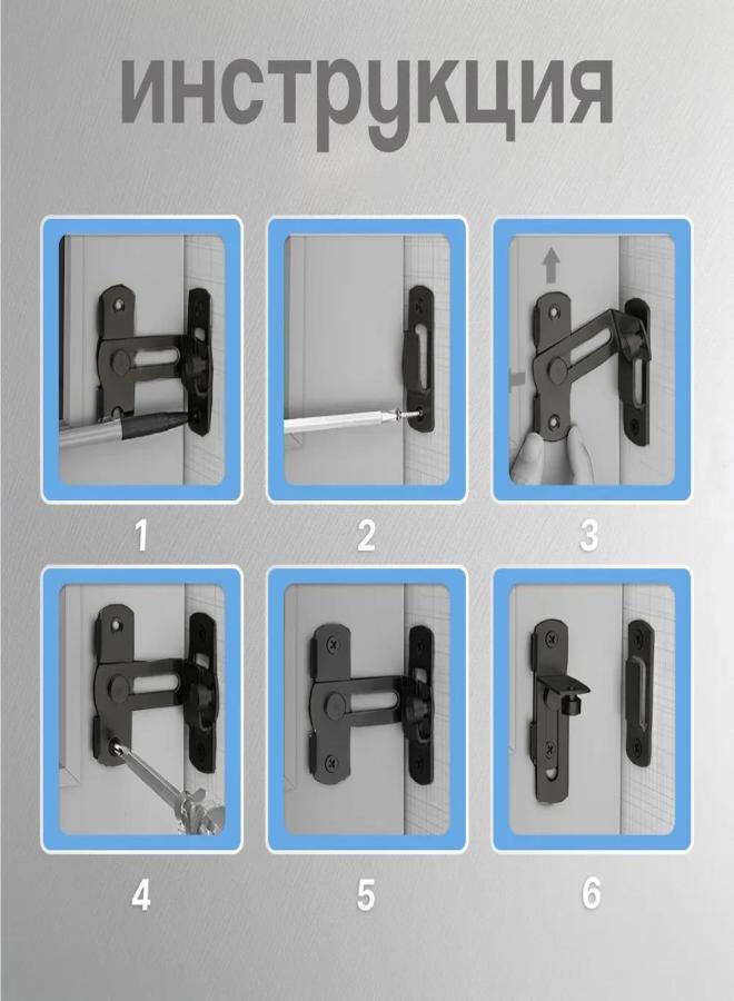 Warehouse door lock, American barn door lock hook stainless steel, carbon steel sliding door buckle lock 90 degree black carbon steel buckle lock - Image 4