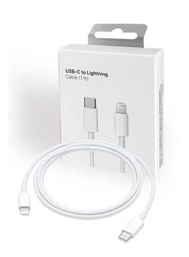 APPLE CREATION 20W USB-C 3-Pin Power Adapter / (Original iPhone Charger) - White And Lightning Charger Cable 1M - Image 3