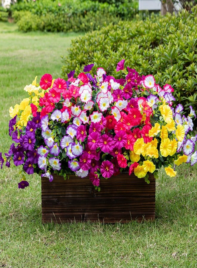 Lnoicy Artificial Flowers for Outdoor 12 Bundles Eucalyptus Fake Flowers for Planter,UV Resistant Fake Morning Glory for Home/Porch/Garden Decoration (6 Color) - Image 5