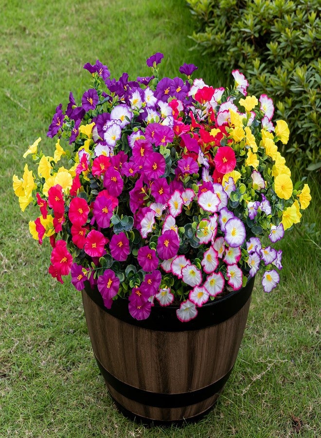 Lnoicy Artificial Flowers for Outdoor 12 Bundles Eucalyptus Fake Flowers for Planter,UV Resistant Fake Morning Glory for Home/Porch/Garden Decoration (6 Color) - Image 1