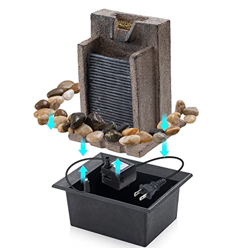 Amootek Tabletop Fountain Relaxing Tabletop Waterfall Fountain with Natural River Rocks & Color-Changing LED Lights - Indoor Zen Office/Home Decor Water Feature, 6.3"x 5.12"x 8.66" - Image 4