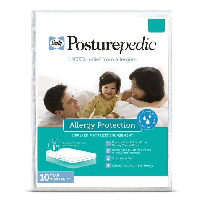 POSTUREPEDIC ALLERGY PROTECTION ZIPPERED MATTRESS PROTECTORWHITE