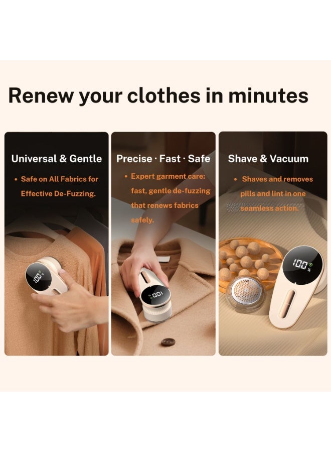 Fabric Shaver and Lint Remover, Tpye-C Rechargeable with 6-Leaf Stainless Steel Blades & Safety Lock, Electric Defuzzer to Remove Pills, Fuzz from Clothes, Sweaters, Blanket and Furniture - Image 4