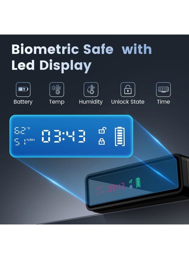 XDeer Biometric Smart Safe with Wireless Charging for Phone and Watch, 3 Quick Access with Bedside Drawer Safe,LED Light Digital Clock handgun safe - Image 3