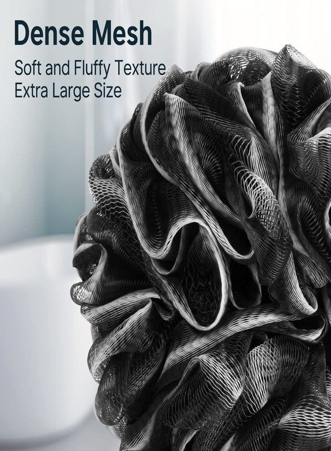 AmazerBath Loofah Sponge, Shower Loofah for Men and Women - Body Scrubber Loofa Set of 3 Classic Black & White Edge, Bath Sponge 60g/PCS - Image 2