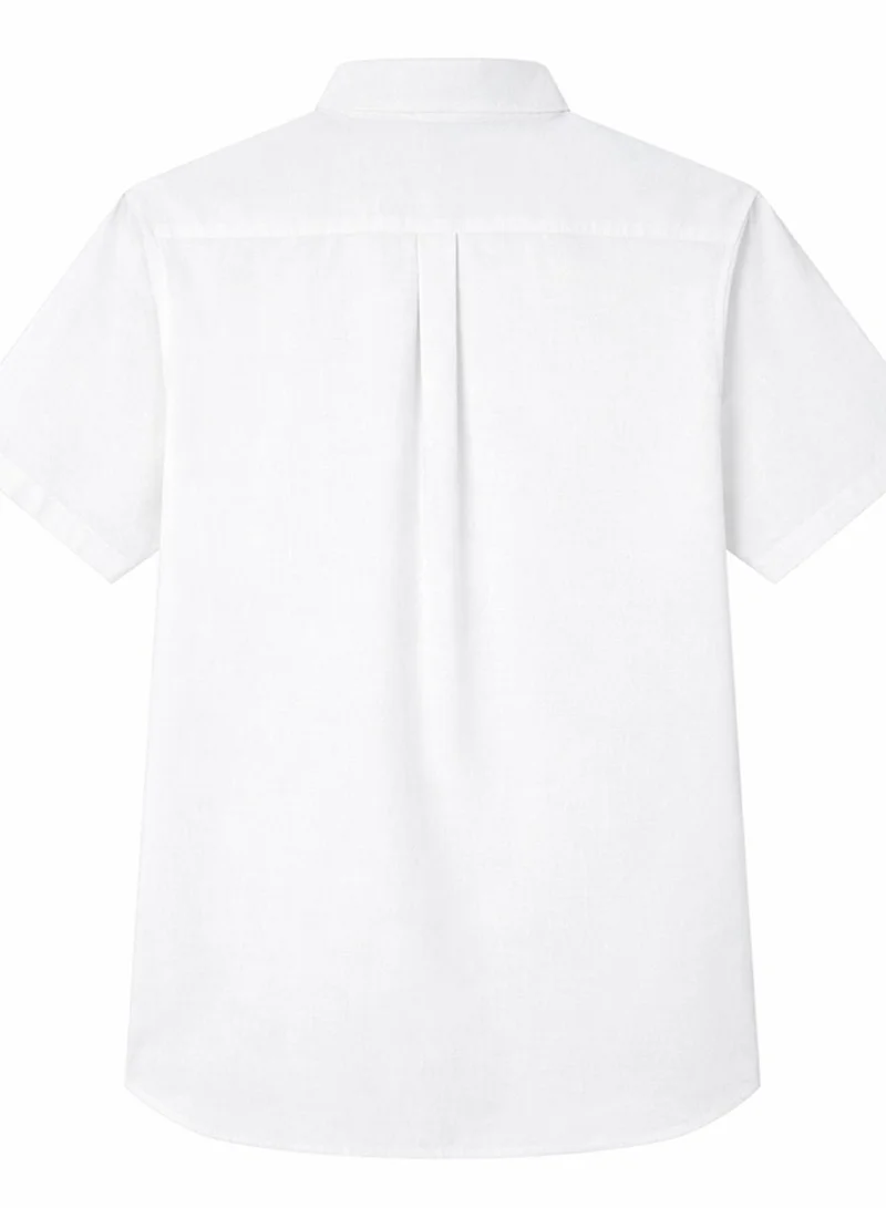 GIORDANO  Men’s Cotton Oxford Slim Fit Short-Sleeve Shirt with Embroidery for Men | Best Price UAE