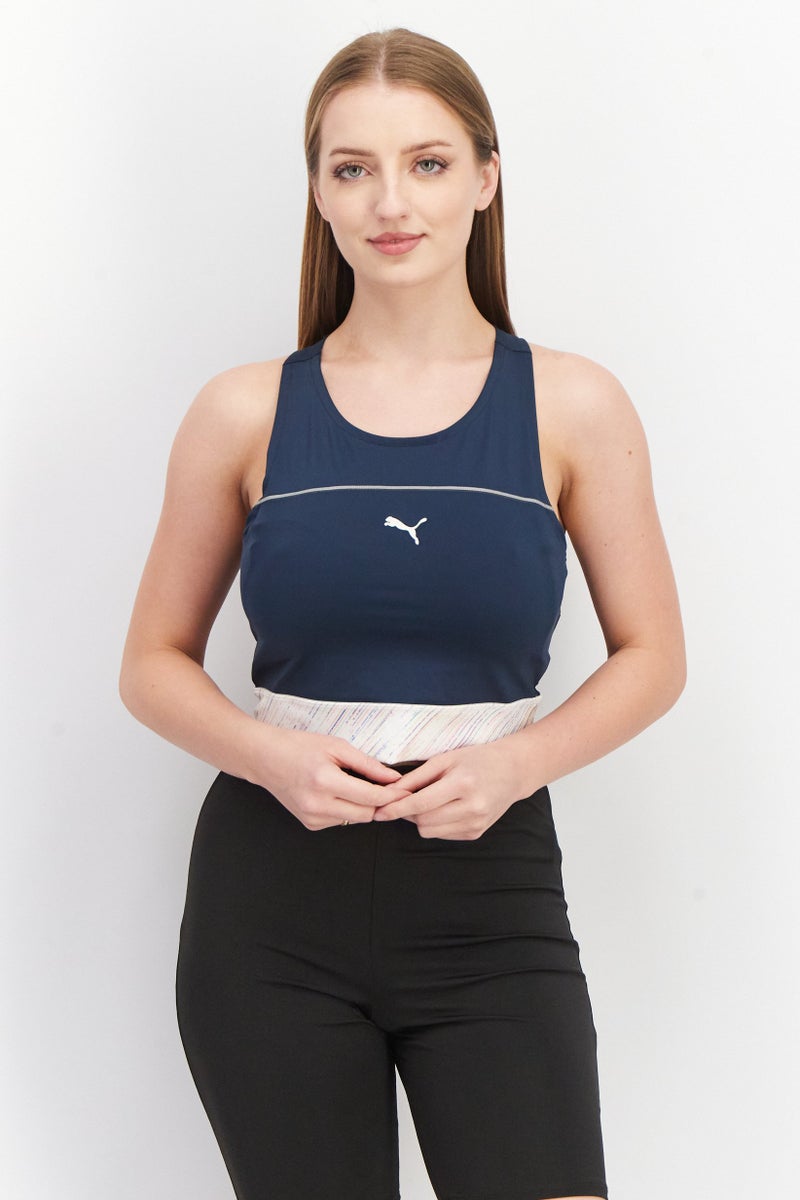 PUMA تي شيرت تدريب بلا أكمام للنساء، أزرق داكن - Image 1