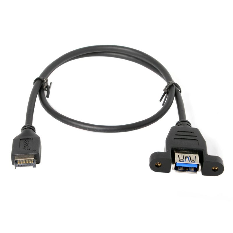 cablecc USB 3.1 Front Panel Header to USB 3.0 Type-A Female Extension Cable 50cm Panel Mount Type - Image 3