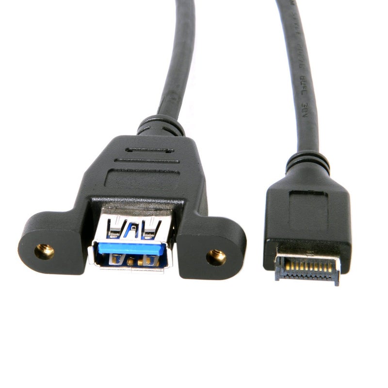 cablecc USB 3.1 Front Panel Header to USB 3.0 Type-A Female Extension Cable 50cm Panel Mount Type - Image 4