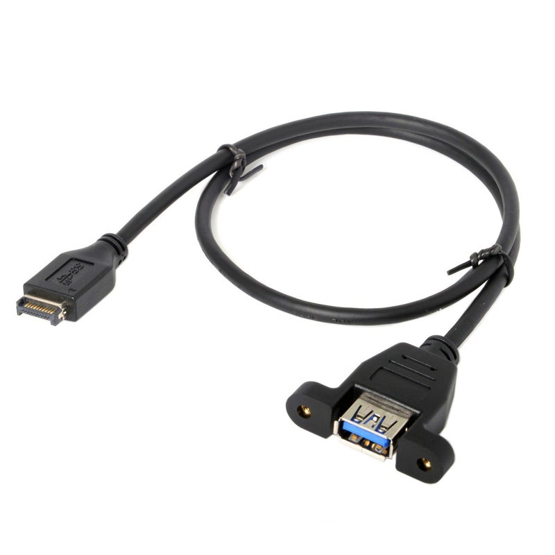 cablecc USB 3.1 Front Panel Header to USB 3.0 Type-A Female Extension Cable 50cm Panel Mount Type - Image 1