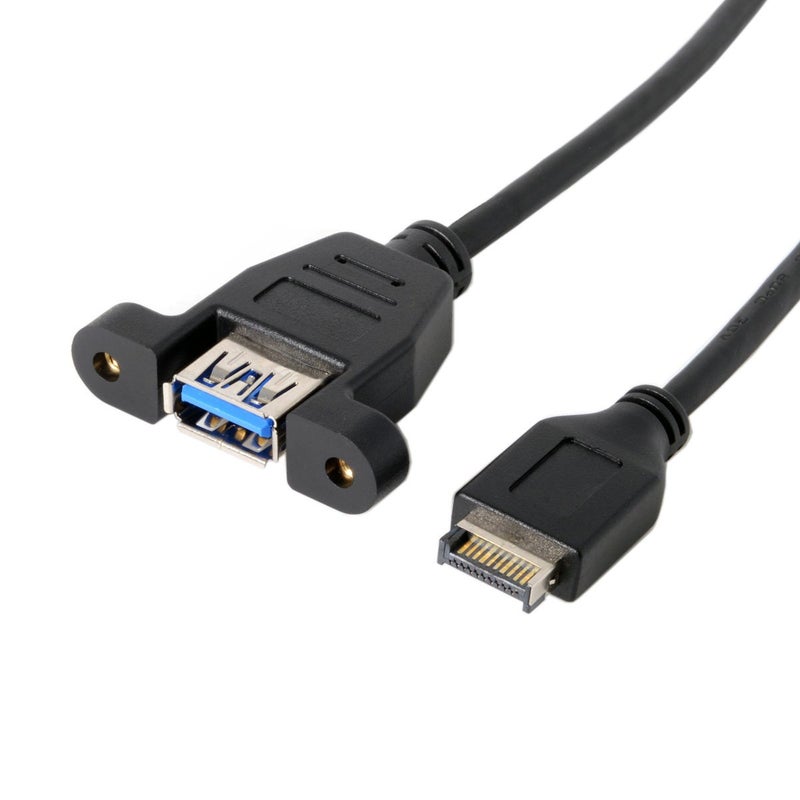 cablecc USB 3.1 Front Panel Header to USB 3.0 Type-A Female Extension Cable 50cm Panel Mount Type - Image 2
