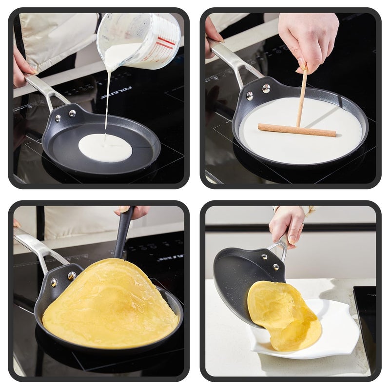 MsMk 11 inch Nonstick Crepe Pan, Titanium and Ceramic Nonstic Coating Flat Skillet Dosa Tawa Tortilla Pan, Large Pancake with Stay-Cool Handle, Induction Compatible, PFOA Free - Image 5