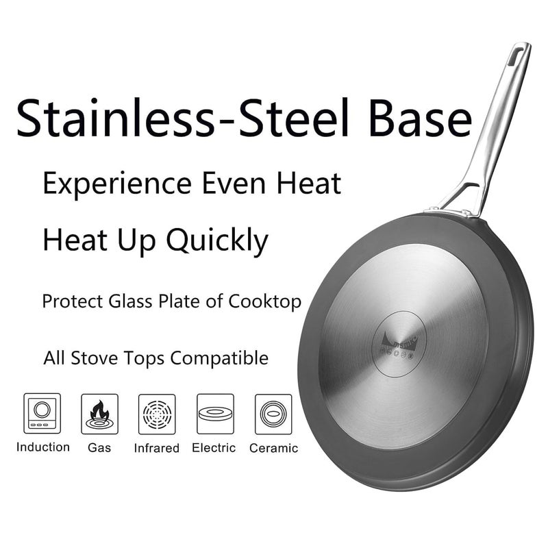 MsMk 11 inch Nonstick Crepe Pan, Titanium and Ceramic Nonstic Coating Flat Skillet Dosa Tawa Tortilla Pan, Large Pancake with Stay-Cool Handle, Induction Compatible, PFOA Free - Image 4