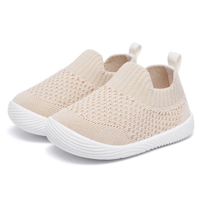MORENDL Toddler Shoes Baby Walking Sock Shoes Non-Slip Breathable Boys & Girls Sneakers Infant Tennis Shoes Khaki 18-24Months - Image 1