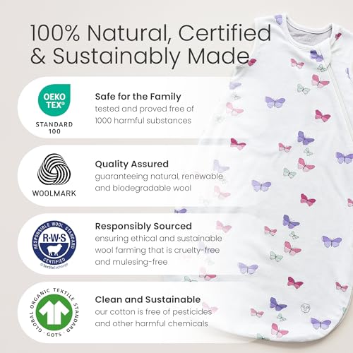 Woolino Merino Wool and Organic Cotton Baby Sleep Bag - 4 Season Classic Sleep Sack for Baby - Two-Way Zipper Sleeping Bag for Baby and Toddler - 6-18 Months - Panda - Image 4