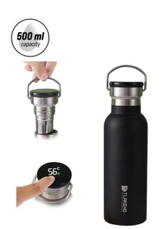 Thermal isulated Water Bottle 500 ML Stainless Steel Double Wall Vacuum insulated Water Bottles for Hot Cold Water Gym Bottle Flask Bottle With LED Dark Black.
