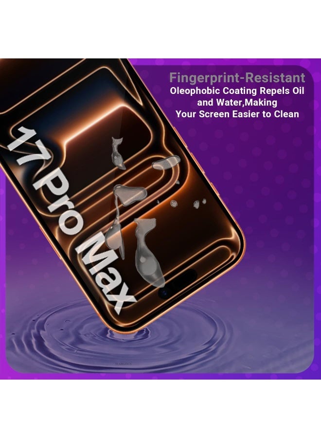 لاصقة حماية للشاشة من الزجاج المقوى لهاتف أبل آيفون 17 برو ماكس مقاس 6.9 بوصة - شفاف / أسود - Image 3