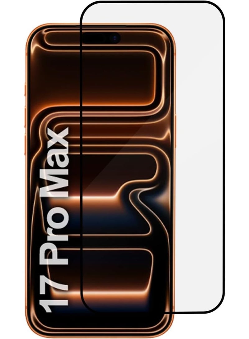 لاصقة حماية للشاشة من الزجاج المقوى لهاتف أبل آيفون 17 برو ماكس مقاس 6.9 بوصة - شفاف / أسود - Image 2