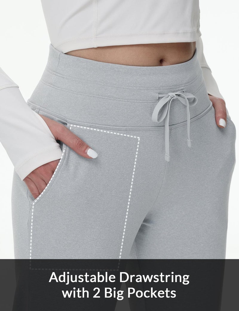 baleaf Women's Sweatpants Fleece Lined Pants High Waisted Sweat Pants Winter Thermal Ski Hiking Joggers Light Grey M - Image 5