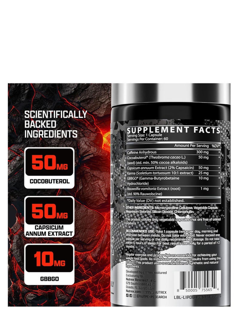 Nutrex Research Nutrex Research Lipo-6 Hardcore - Clinically Studied Herbal Thermogenic, Supports Metabolism & Energy, 60 Capsules  - Image 4