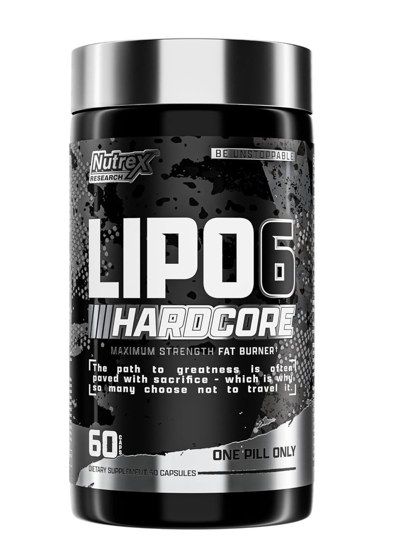 Nutrex Research Nutrex Research Lipo-6 Hardcore - Clinically Studied Herbal Thermogenic, Supports Metabolism & Energy, 60 Capsules  - Image 1