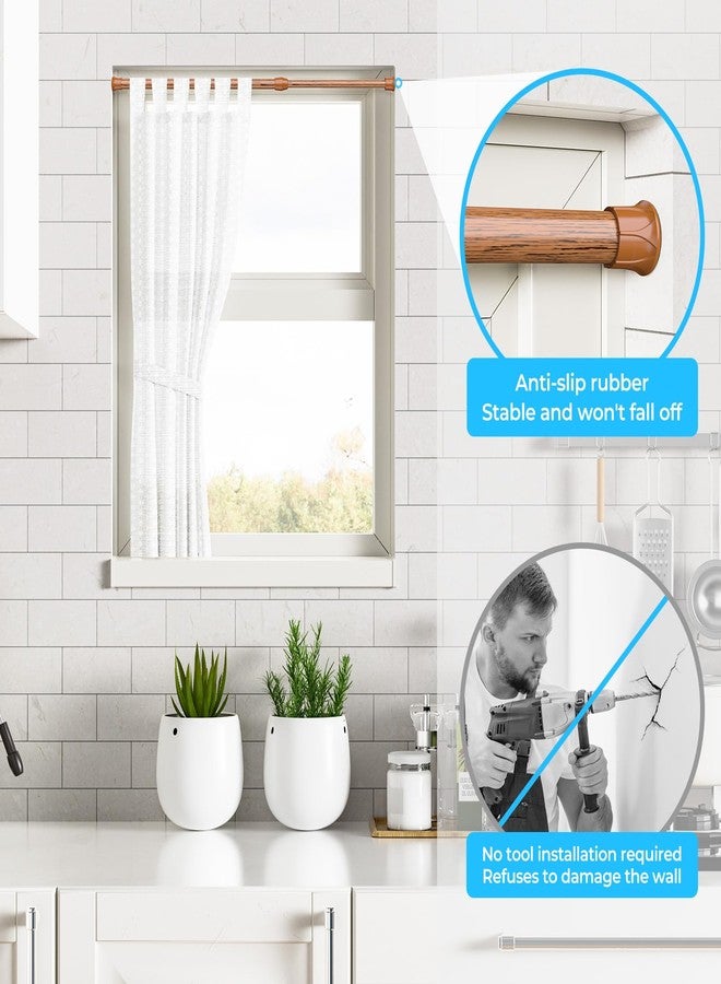 AIZESI 2 Pcs Curtain Rods Tension Rod 16 to 28 Inch Extendable Spring Vitrage Rods Wood Color Tension Curtain Rod Short Spring Tension Rod for Window Decoration - Image 4