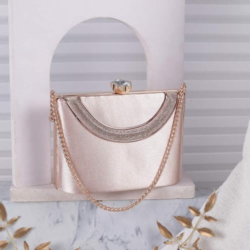 Metro Women's Rose-Gold Stylish Faux Leather Party Clutch (38-134) - Image 2