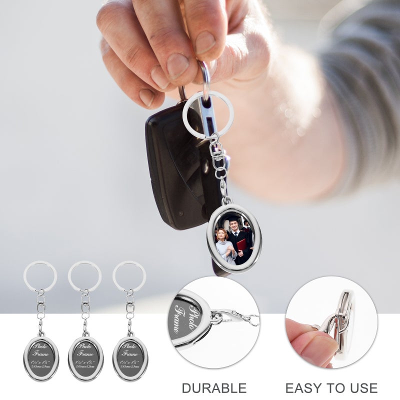 3Pcs Metal Photo Keychains Graduation Photo Frame Keychains Portable Picture Keychains - Image 5