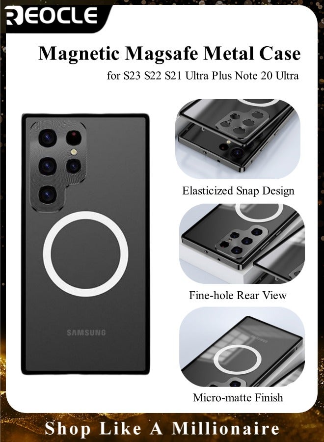 REOCLE Samsung S23 Ultra Case with Yellowing Resistant Protection Magnetic Magsafe Metal Case for Samsung Galaxy S23 S22 S21 Ultra Plus Note 20 Ultra - Image 1