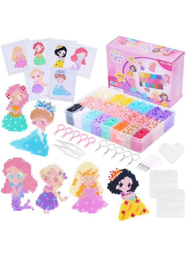 Meland Princess Fuse Beads Craft Kit for Girls, 5mm Beads Set with Pegboards & Accessories, Creative DIY Art Toy for Kids Ages 5-12, Perfect Birthday or Christmas Gift for Little Princesses - Image 1