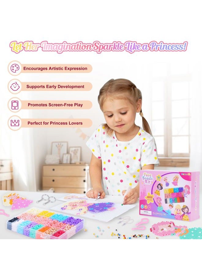 Meland Princess Fuse Beads Craft Kit for Girls, 5mm Beads Set with Pegboards & Accessories, Creative DIY Art Toy for Kids Ages 5-12, Perfect Birthday or Christmas Gift for Little Princesses - Image 4