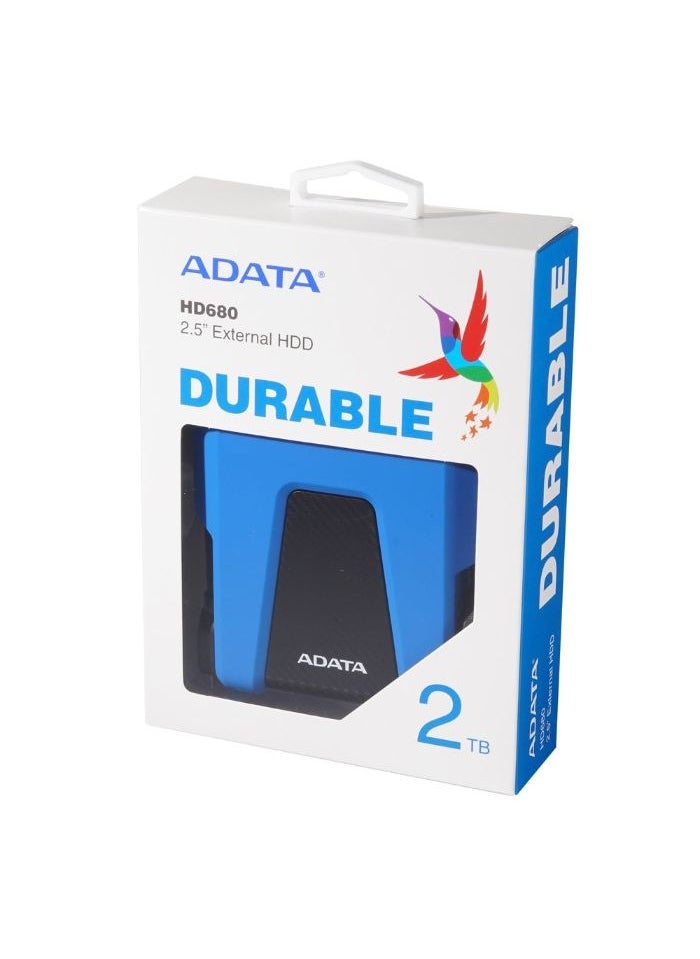 ADATA - HD680 DURABLE 2TB External HDD | Anti-Shock Hard Drive | Compatible with PS5 XBOX | Blue - Image 1