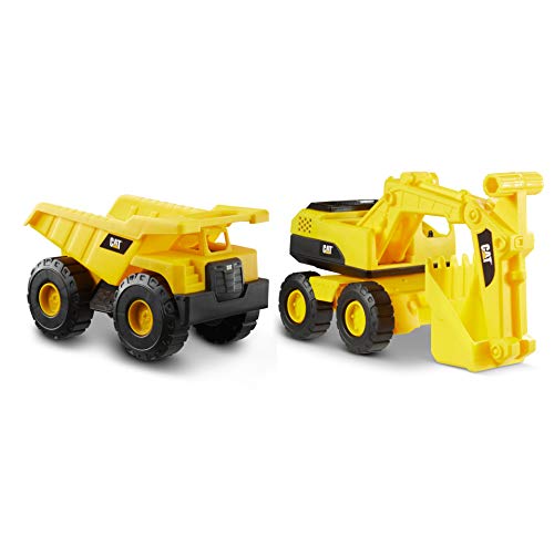 CAT Construction Toys CAT Construction Tough Rigs 15 Dump Truck  Excavator Set Toys 2 Pack Ages 3  Kid Powered Caterpillar Vehicle Set  Indoor or Ourdor Play  No Batteries Required - Image 1