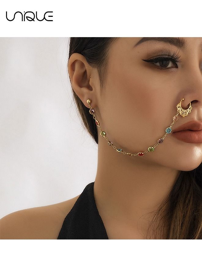 يونيك زخرفة الأنف - زخارف الأنف الملونة المرصعة بالماس - زخرفة الأنف غير المثقبة - بسيطة أنيقة - هدايا - Image 5