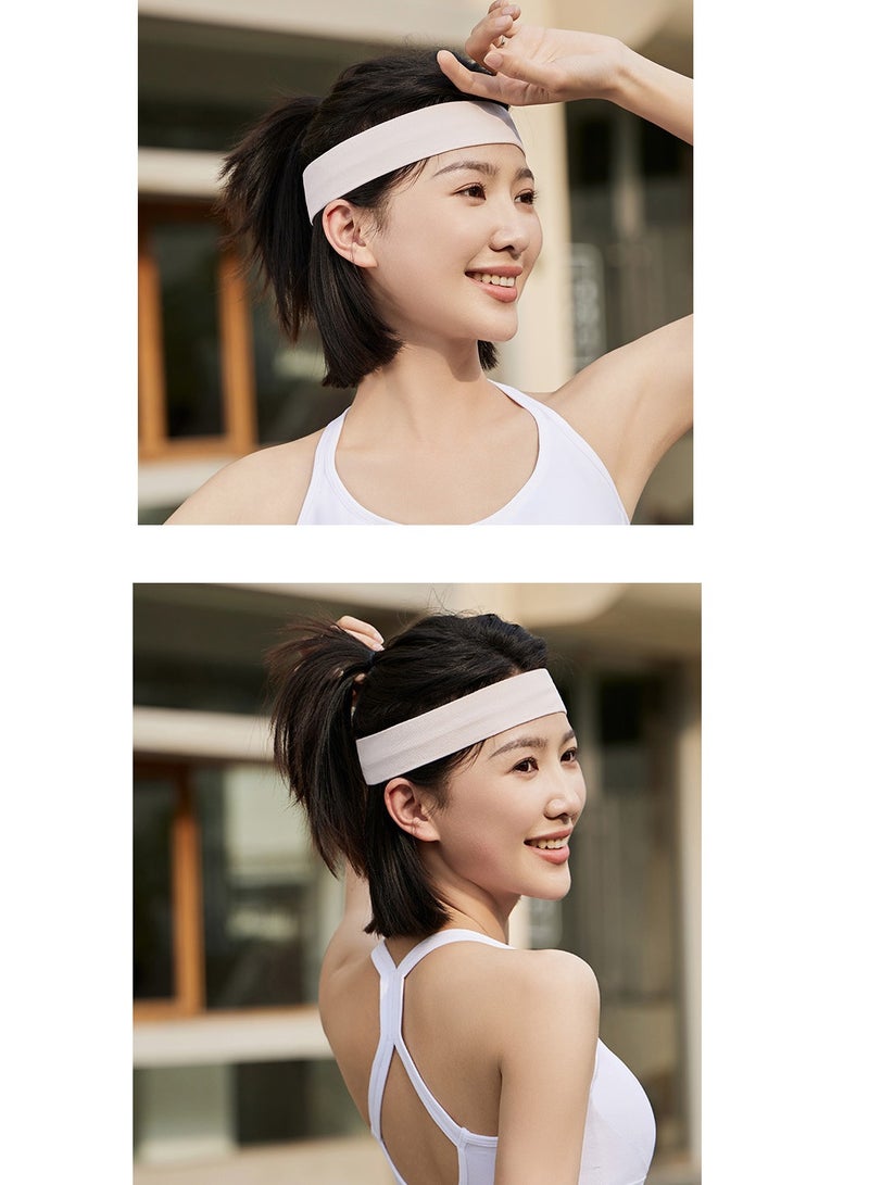 2 Pcs Unisex Sports Headbands Non-Slip Elastic Sweatband (Pink+Grey) - Image 4
