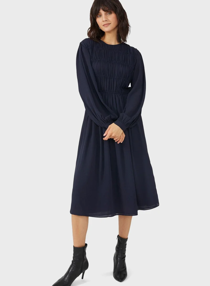 DEBENHAMS Puff Sleeve Plisse Dress