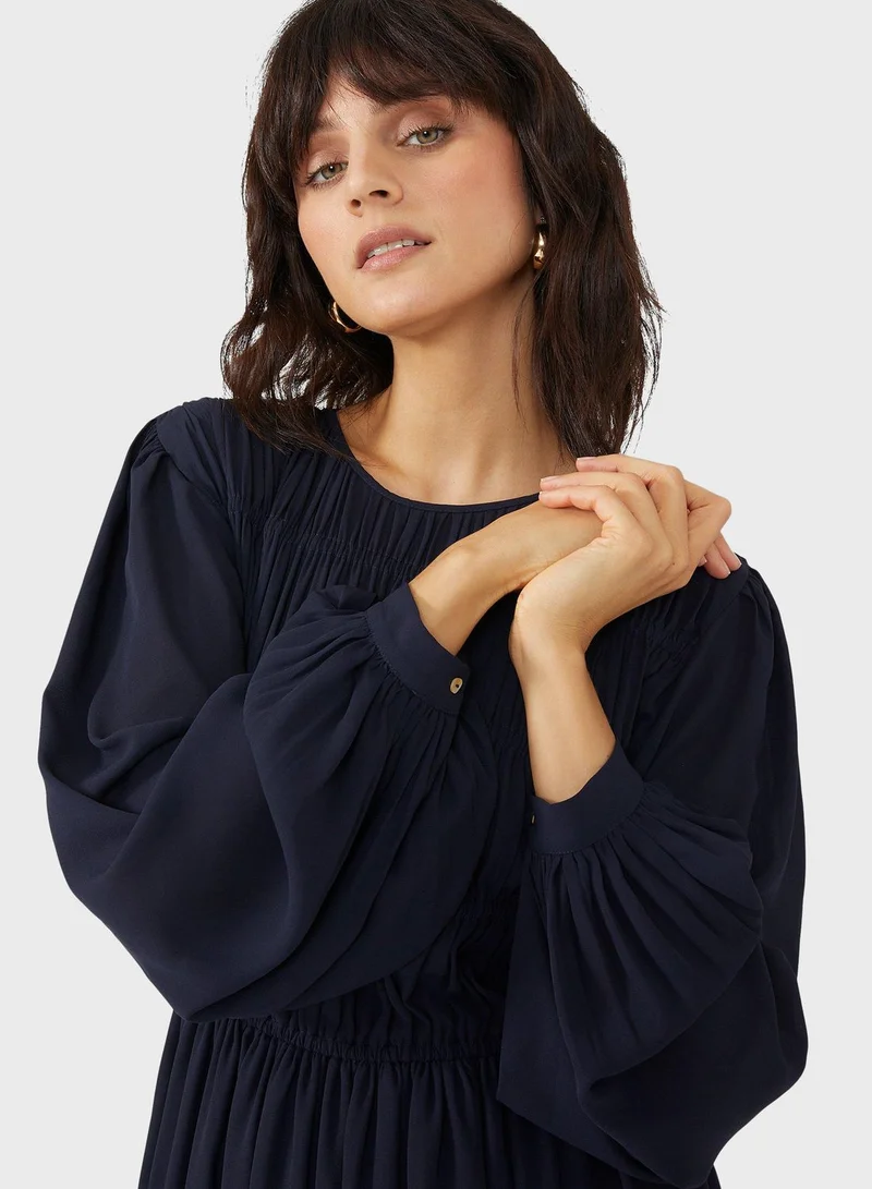 DEBENHAMS Puff Sleeve Plisse Dress