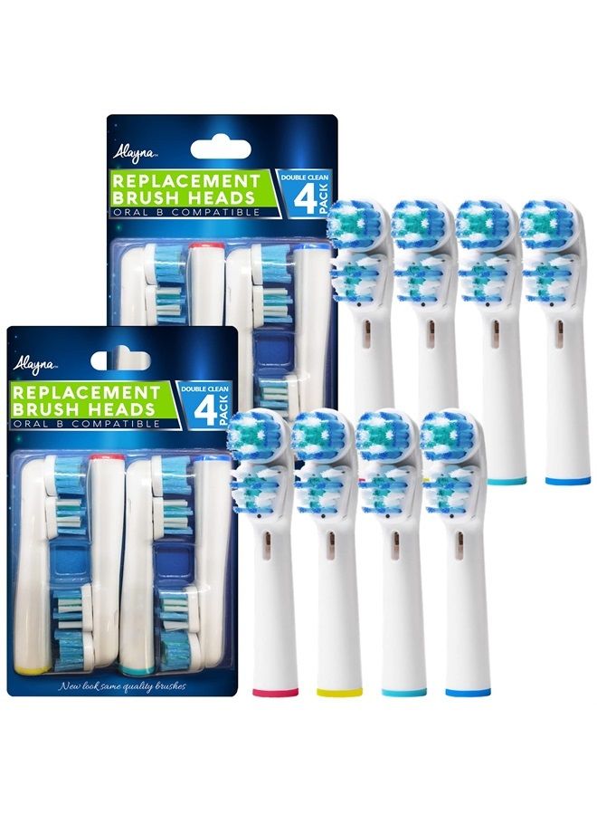 Alayna Replacement Brush Heads Compatible with Oral B- Double Clean Design, Pack of 8 Generic Electric Toothbrush Replacement Heads- Fits Oralb Pro 7000, 1000, 8000, 9000, 1500, 5000, Kids, Vitality & More! - Image 2