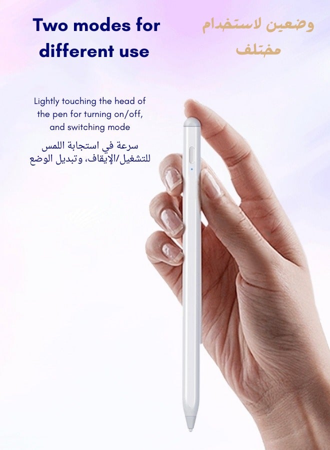 بي إس إن إل قلم ستايلس رقمي نشط من الجيل الثاني من قلم ايباد مع شحن سريع ورفض راحة اليد لجهاز ابل ايباد 2018  والإصدارات الأحدث، أبيض - Image 4