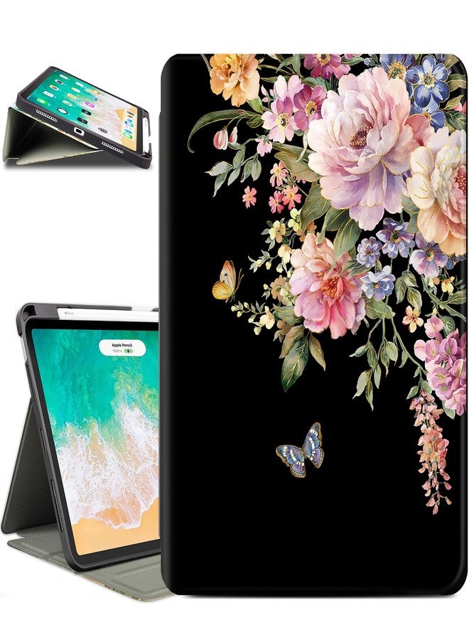 Vimorco iPad Air 11 Inch Case, Pink Flower M3/M2 2025/2024, 5th/4th Generation 10.9-inch, Soft PU Leather Back Cover, Multi-Angle Viewing, Floral Butterfly - Image 1