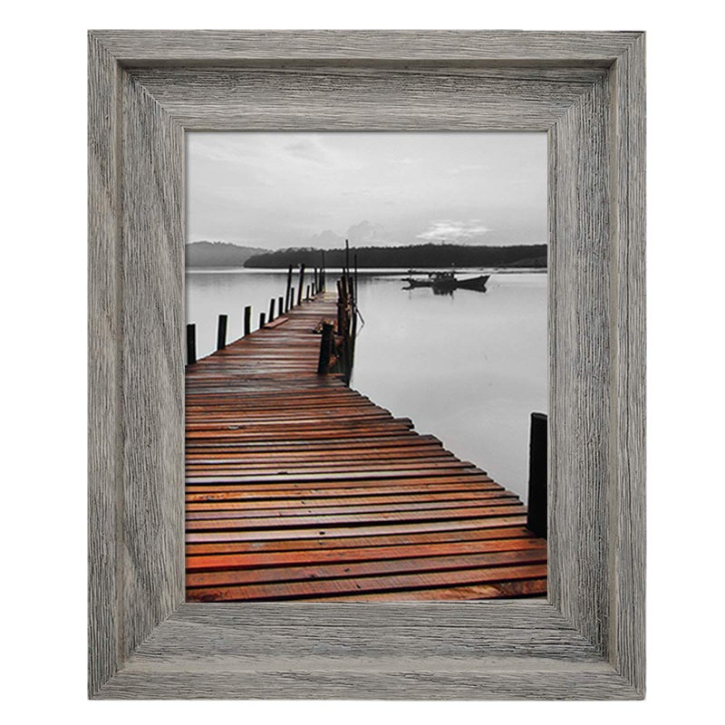 Eosglac Rustic 8x10 Picture Frames, Solid Wood Photo Frame with Glass Front, Wall Mounting or Tabletop Display, Weathered Grey - Image 1