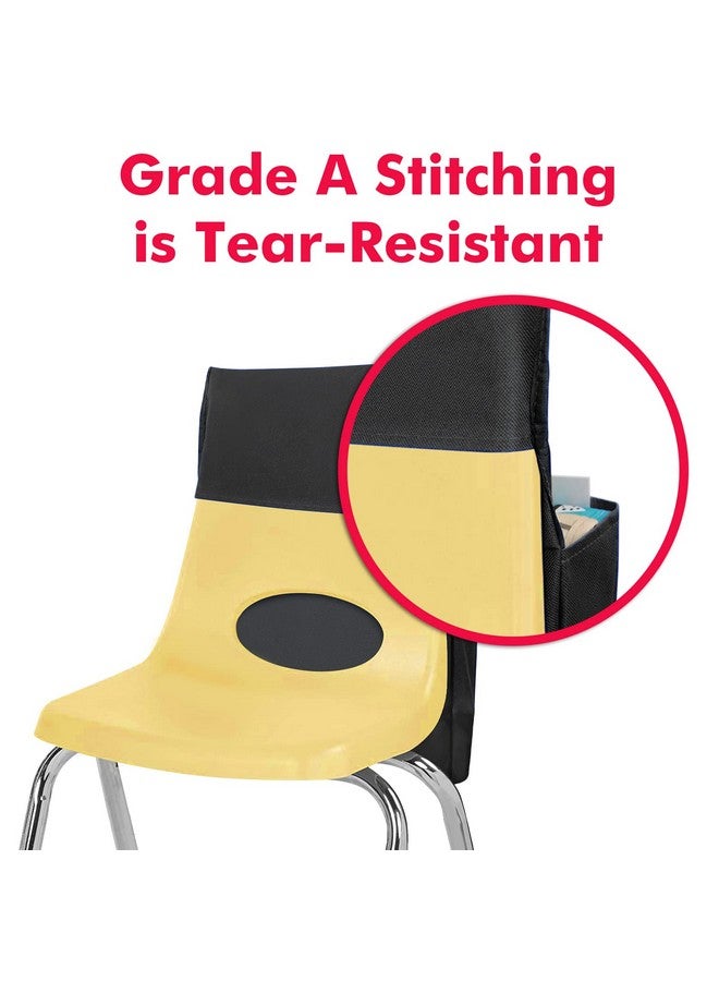 AUVCAS Black Chair Back Pocket School Seat Chair Storage Pocket Organizer with Label Slot Multiple Pockets for School Home Classroom Preschool Daycare - Image 4
