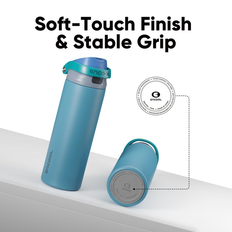 ENCOOL Leakproof Insulated Water Bottle with Straw Dual-Sip Water Bottle Bag-Safe Design for Work, Commute & Gym â€“ Keeps Drinks Cold All Day, 32 oz, Teal Blue - Image 5