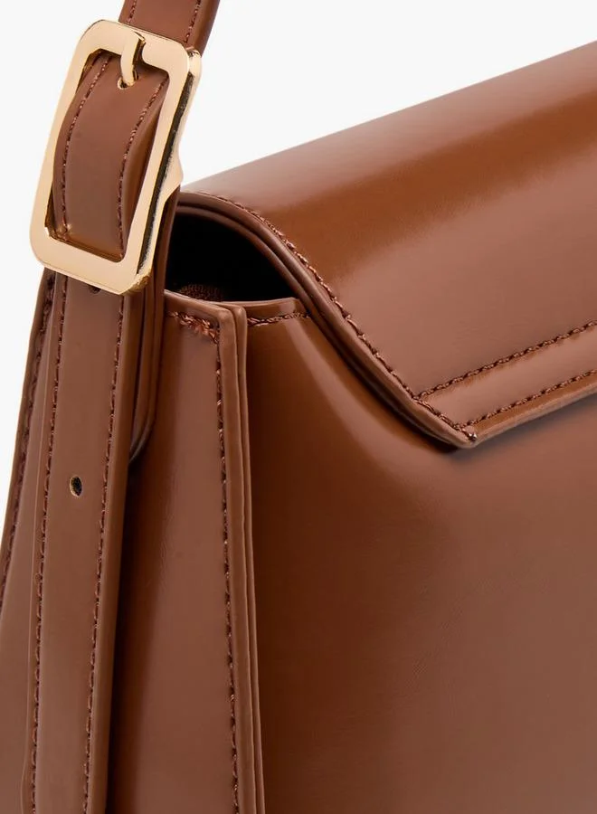 Flora Bella By Shoexpress Solid Crossbody Bag with Adjustable Strap