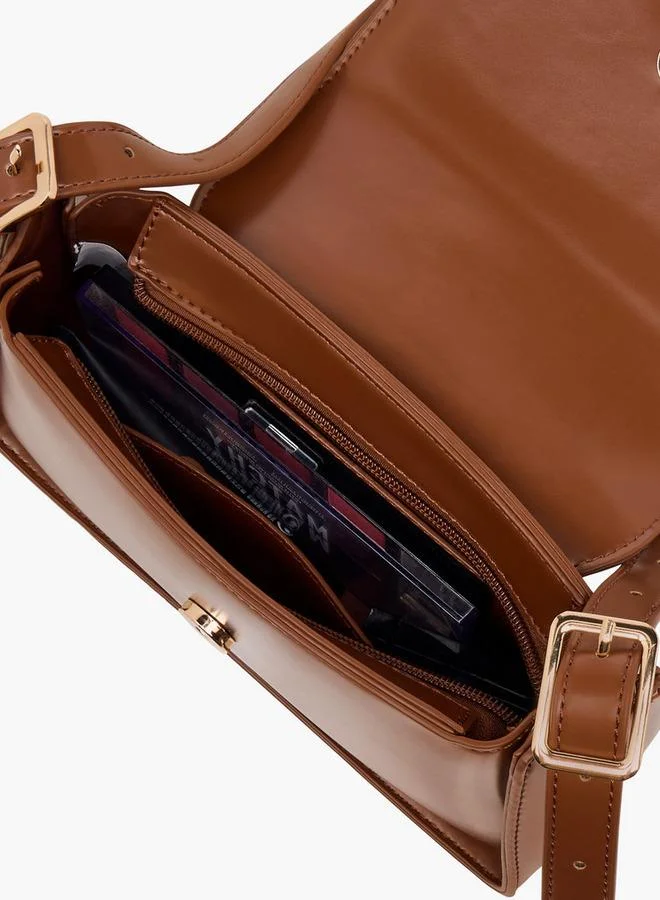 Flora Bella By Shoexpress Solid Crossbody Bag with Adjustable Strap