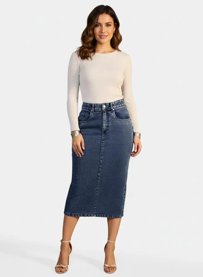 تايك تو تنورة ميدي دنيم نسائية