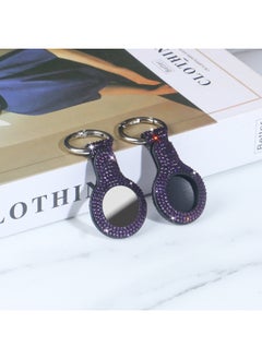 Suitable For Apple Airtag Tracker Anti-lost Device Locator Leather Diamond Protective Case Airtags Protective Case-Color:Airtag Protective Sleeve-single Hole Purple Drill